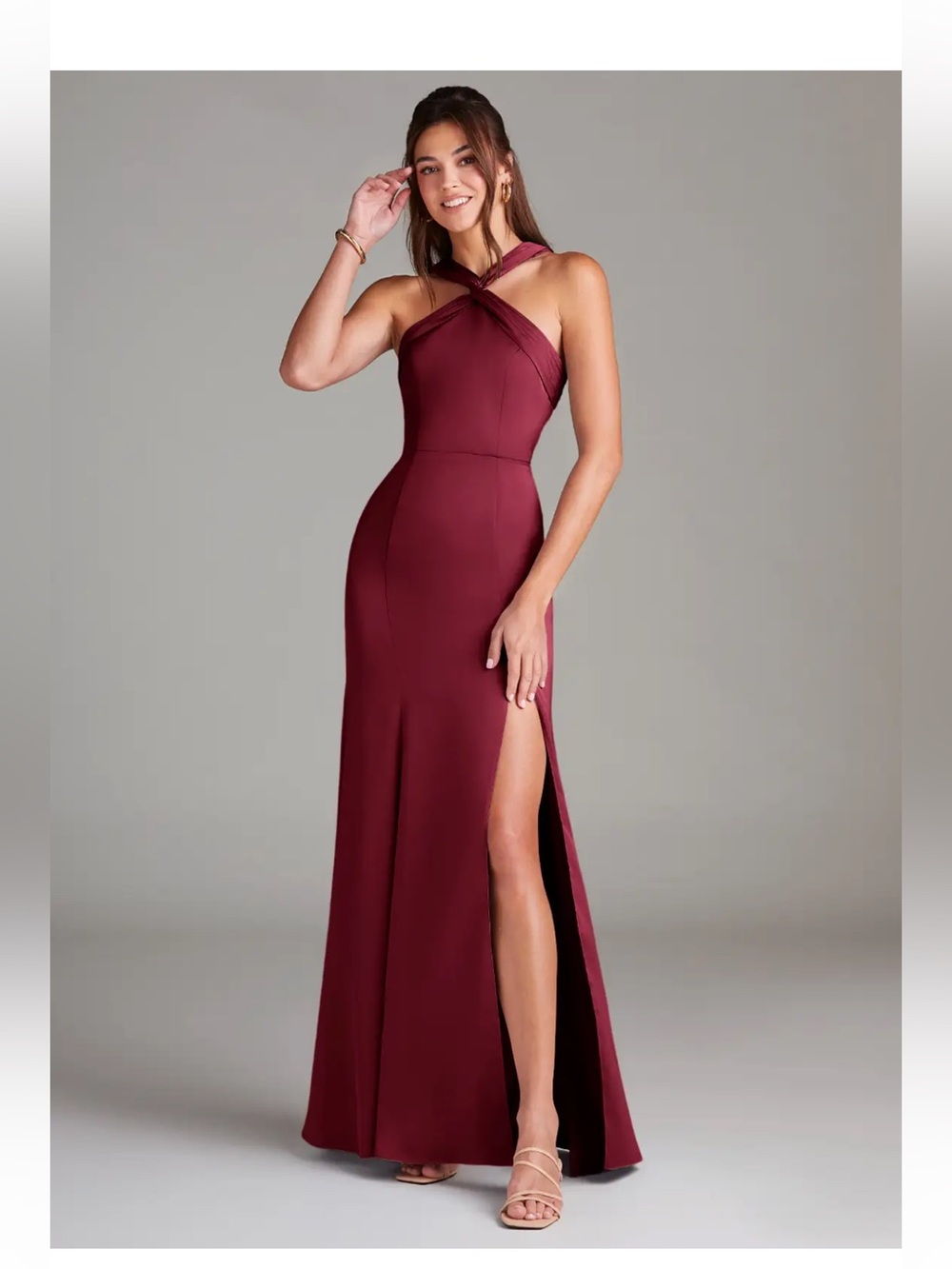 Azazie Rue Stretch
Burgundy Mermaid Pleated Stretch Satin Dress size A6